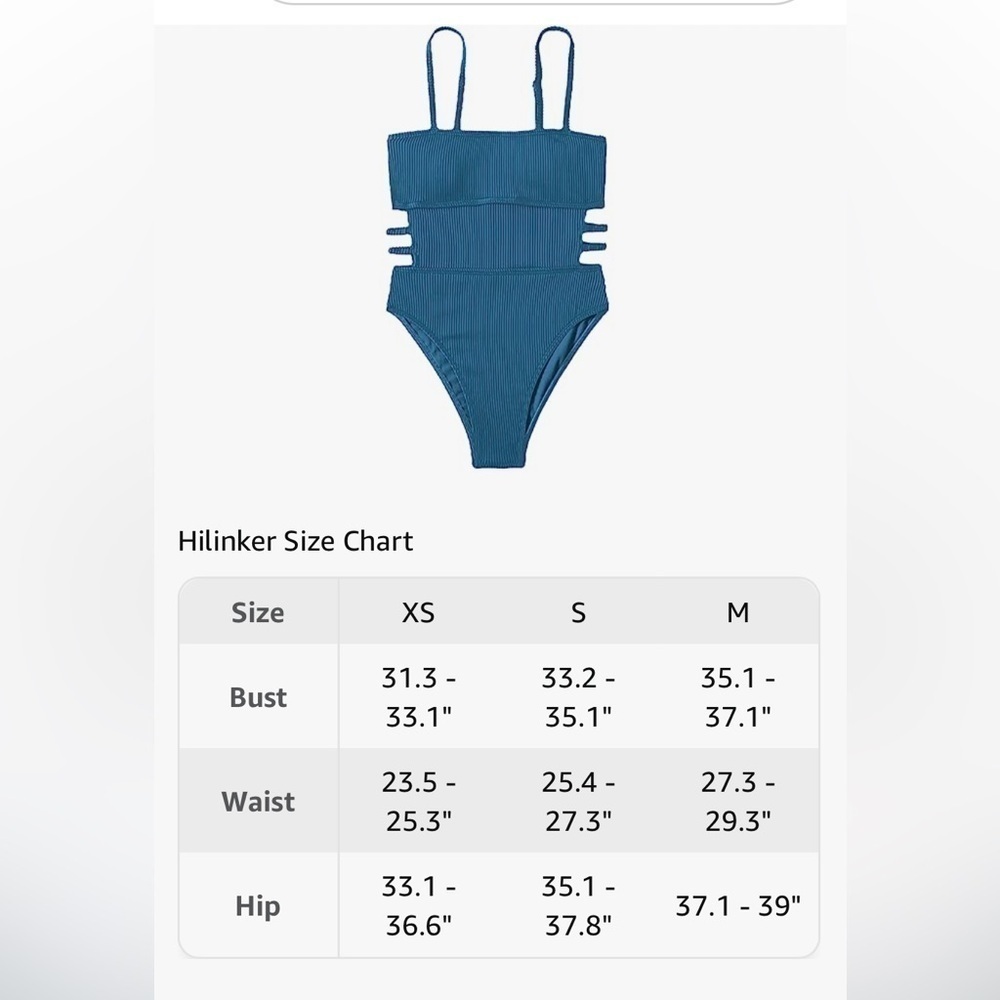 NWT Hilinker Women's Ribbed One Piece Swimwear Cutout Tummy Control Bathing Suit - Picture 6 of 7